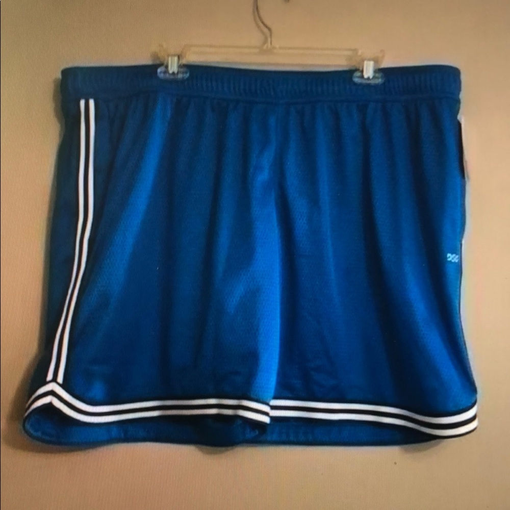 Blue Athletic Shorts with White Stripes